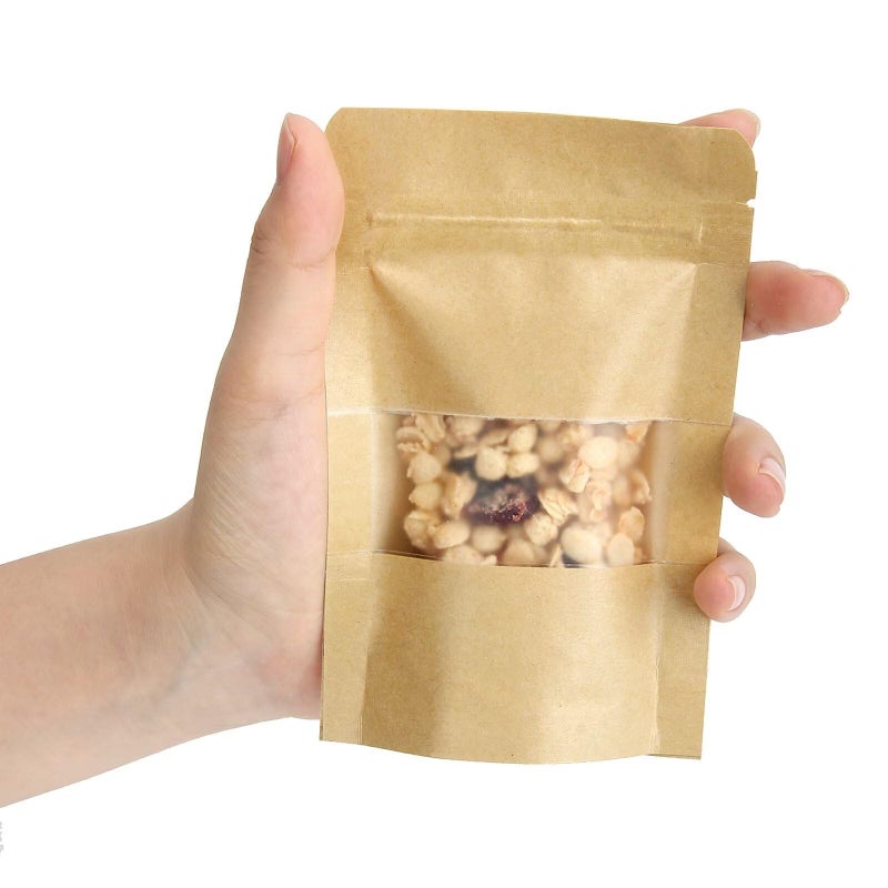 Blisstime Stand Up Pouches, 50 Pack Kraft Paper Bags with Matte Window and Tear Notch Resealable Bags for Small Business Home Use (2.5 x 4.3 Inches) - Image 3